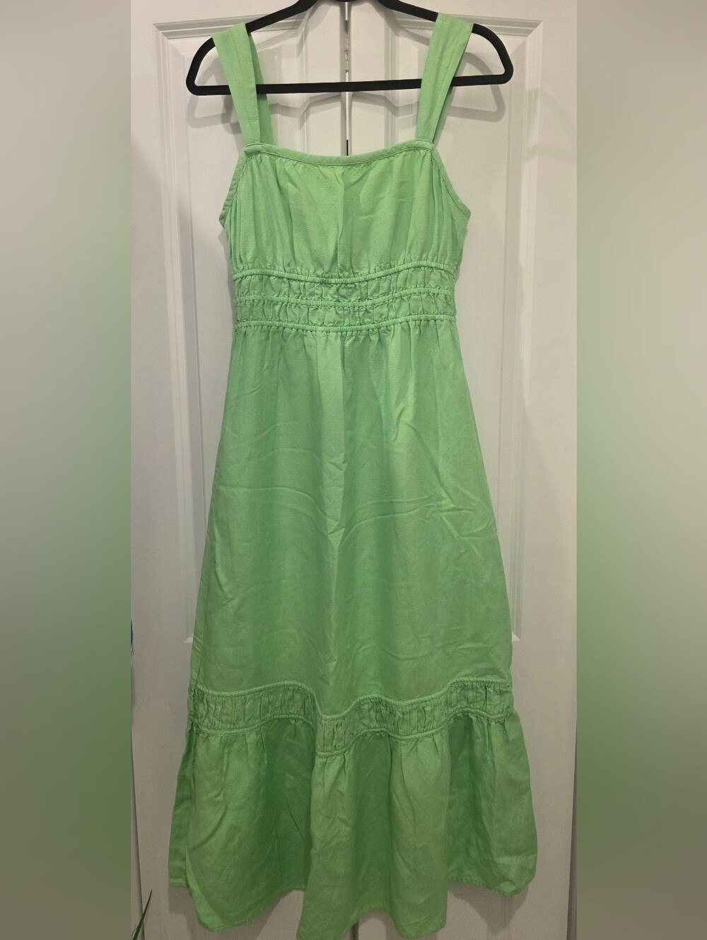 LOFT Bright Green Smocked Waist Maxi Dress